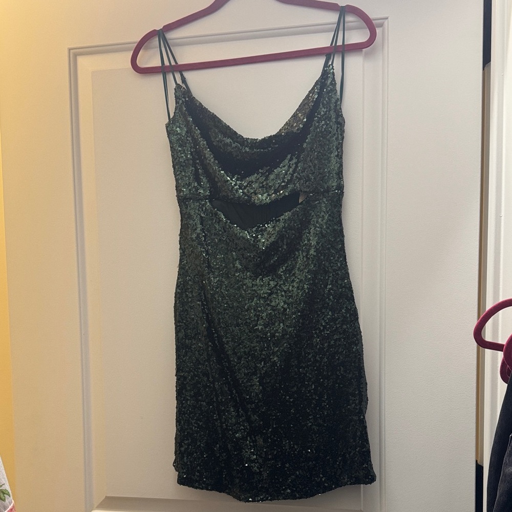 Altar'd State Sparkling Green Mini Dress